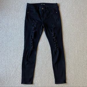 EXPRESS RIPPED BLACK SKINNY JEANS - SIZE 8S